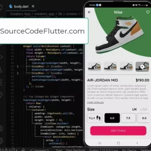 دانلود سورس کد اپلیکیشن کفش ورزشی اسنیکر در فلاتر